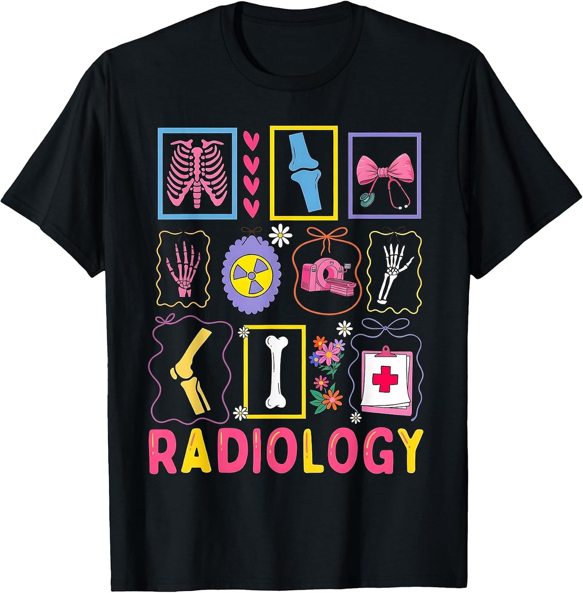 Retro Radiology Xray Tech Cute Rad Tech Healthcare Men Women T-Shirt - Black
