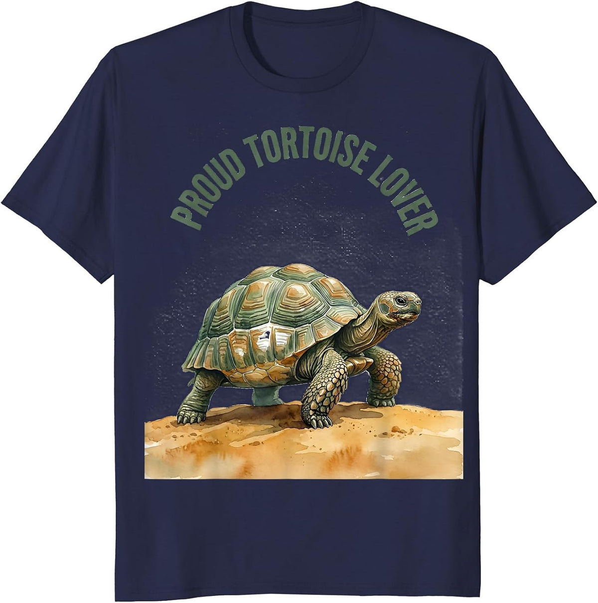 Proud Tortoise Lover Watercolor Tortoise Animal Lover Gift T-Shirt - Navy Blue