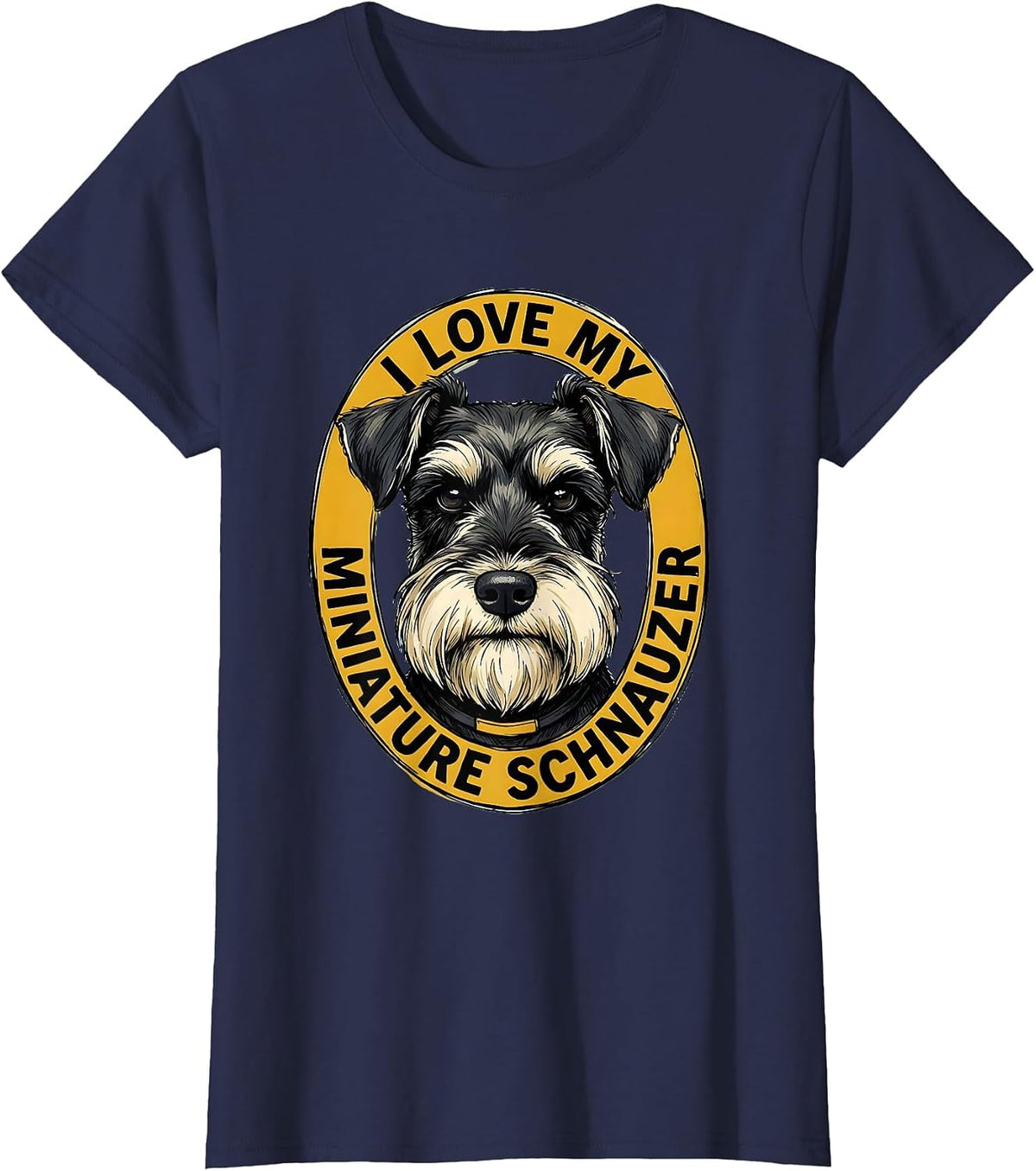 Women's I Love My Miniature Schnauzer Funny Dog Lover Gift T-Shirt - Navy Blue