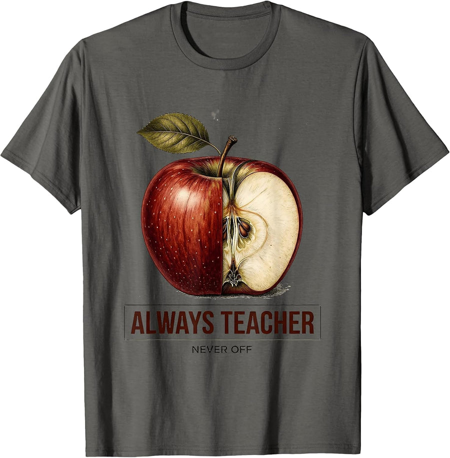 Always Teacher Never Off Elementary Design T-Shirt - Asphalt Grey