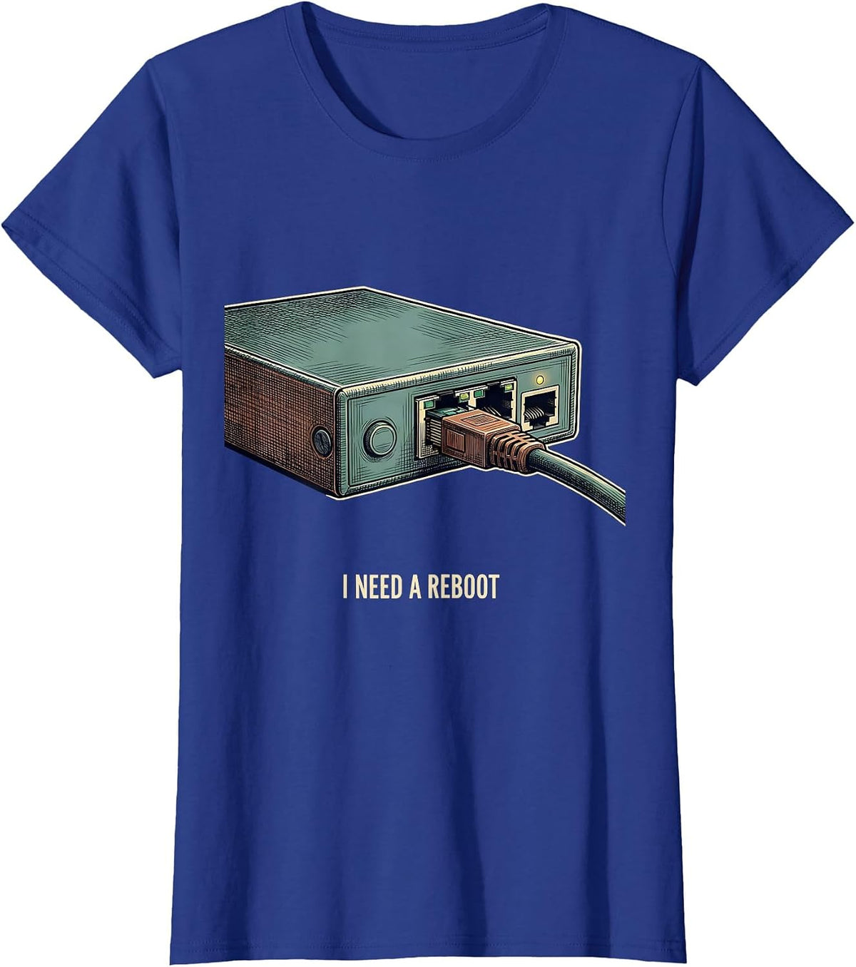 Women's I NEED A REBOOT Vintage Sarcastic Skilled Trades Tech Worker T-Shirt - Royal Blue