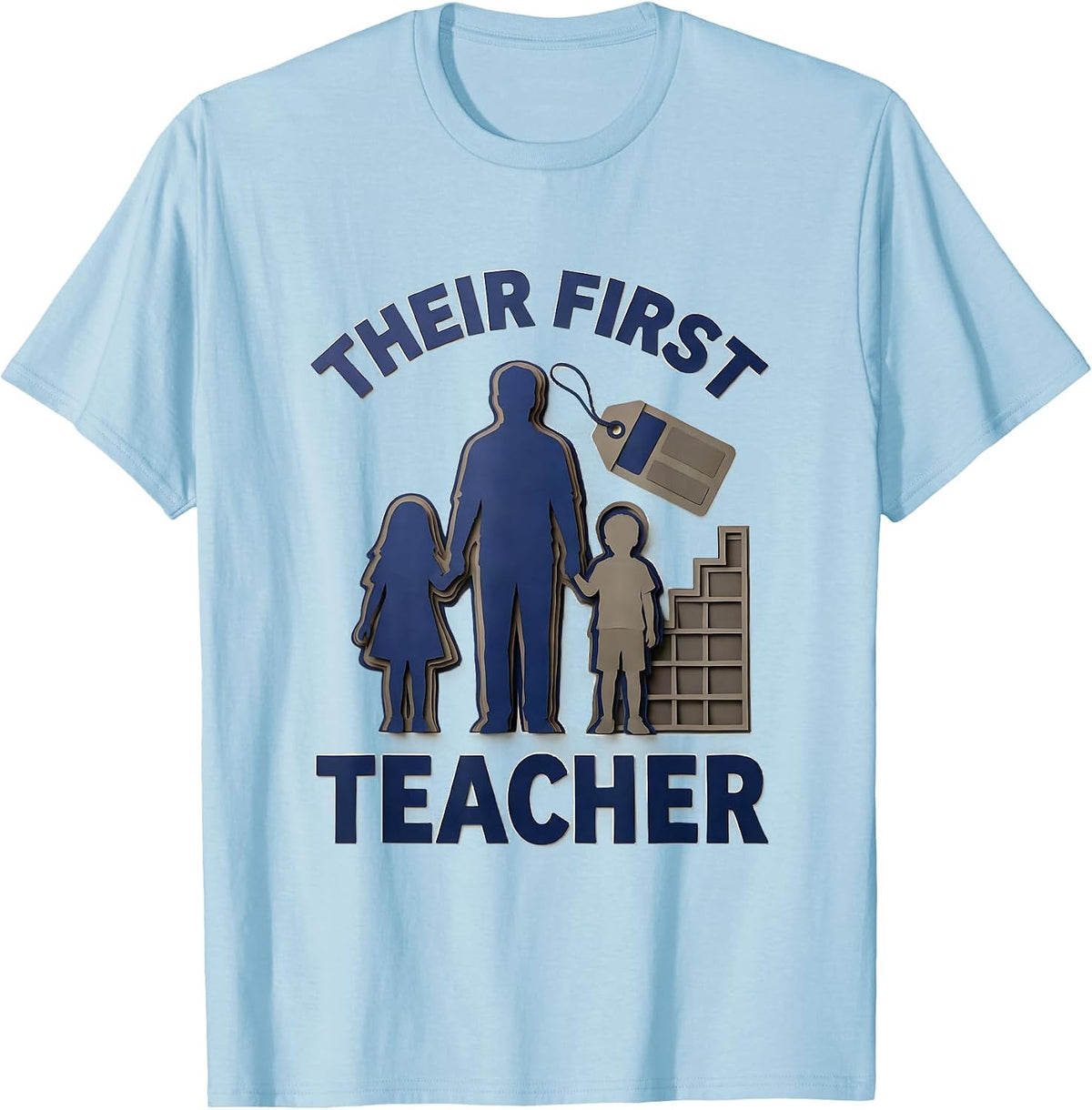 Men's Their First Teacher Head Start Early Childhood Teacher Back T-Shirt - Baby Blue