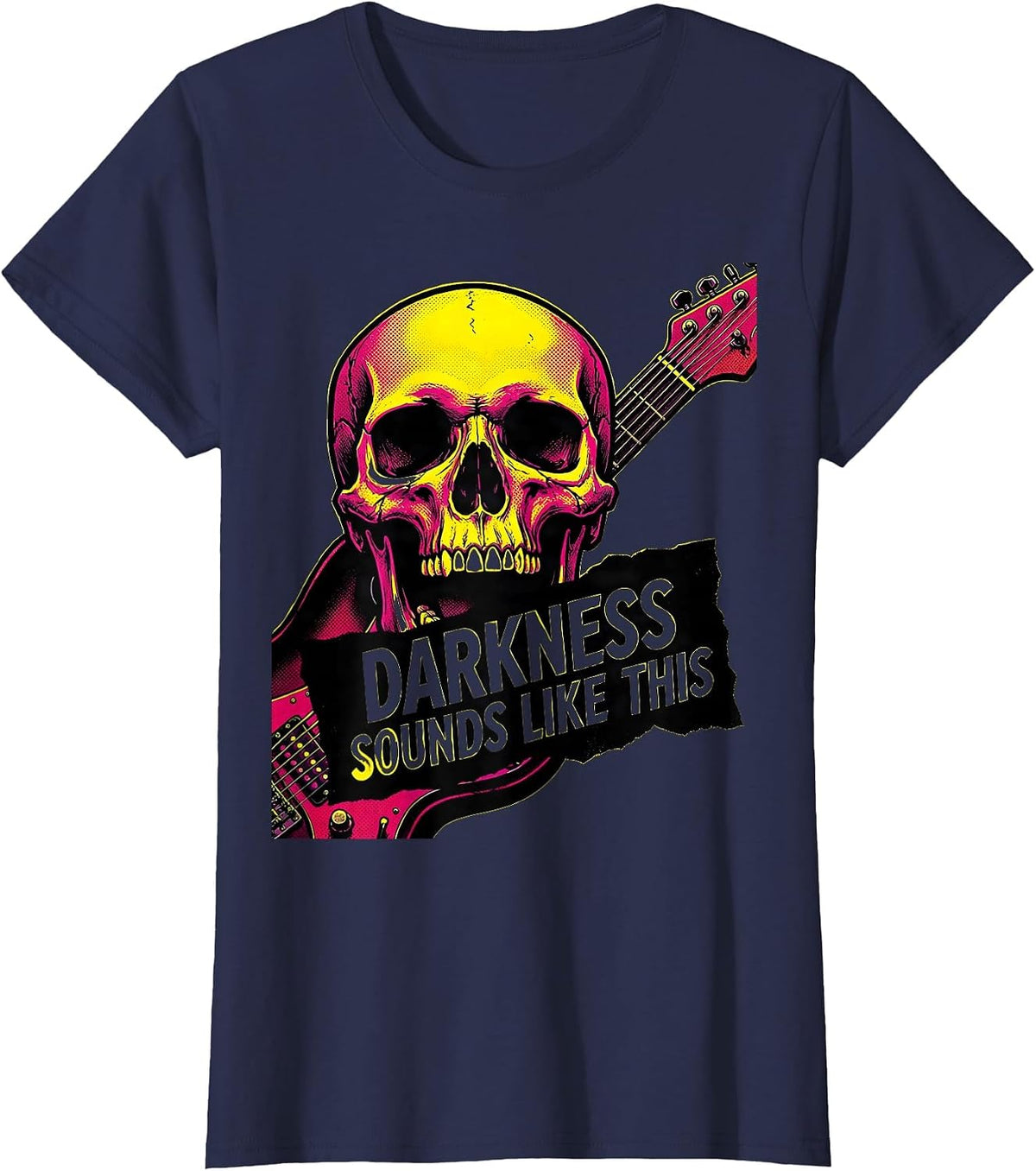 Women's Darkness Sounds Like This Metal Band Design T-Shirt - Navy Blue
