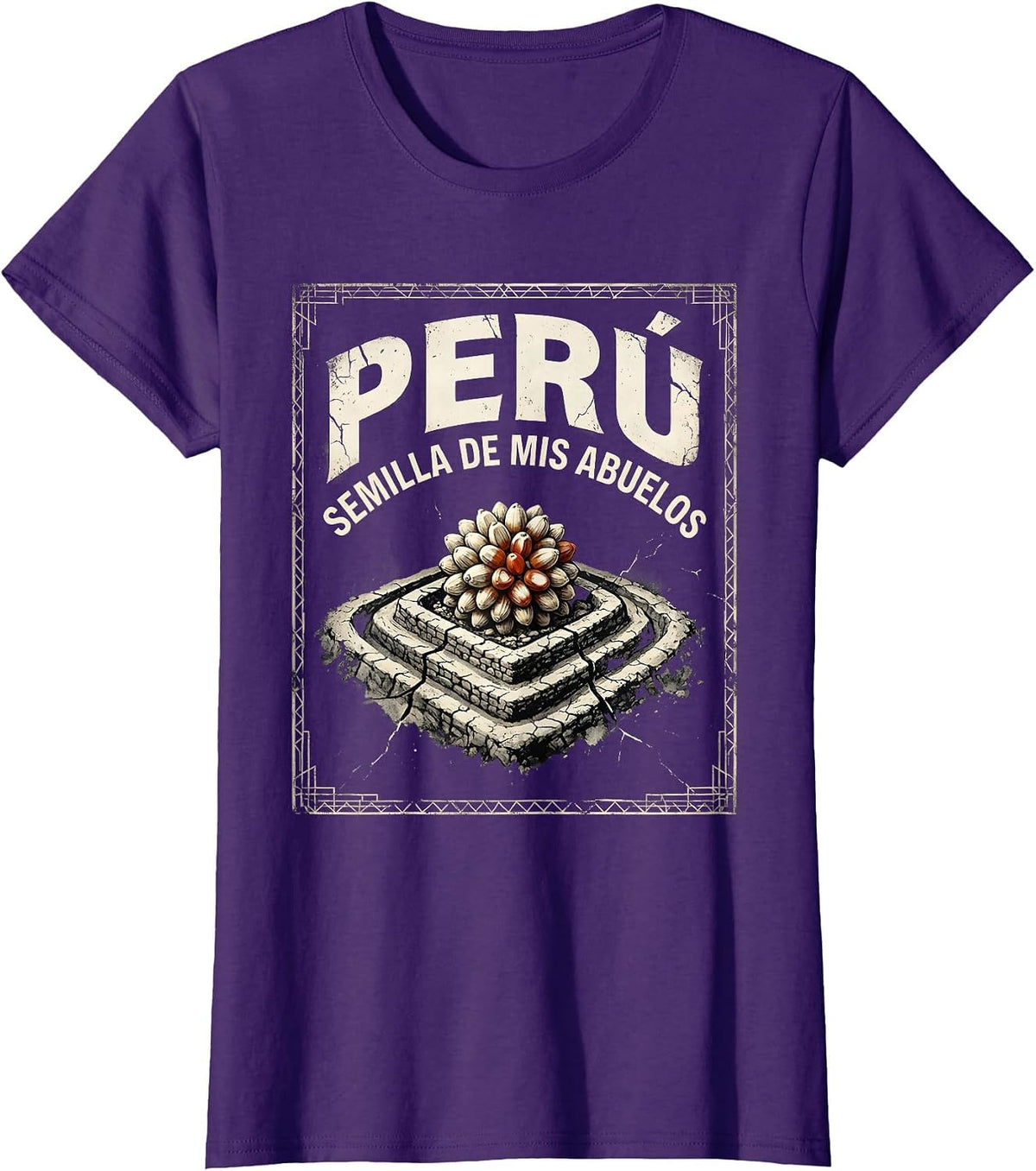 Women's Perú Semilla de mis Abuelos Distressed Peruvian Heritage T-Shirt - Purple