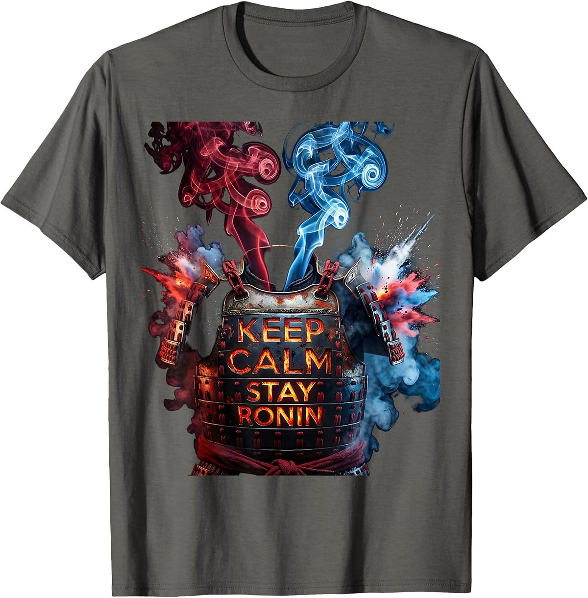 Keep Calm Stay Ronin Japanese Warrior Design T-Shirt - Asphalt Grey