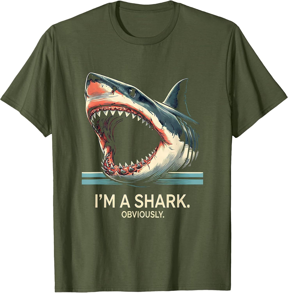 Men's I'm A Shark Obviously Funny Shark Lover Halloween Costume T-Shirt - Olive Green