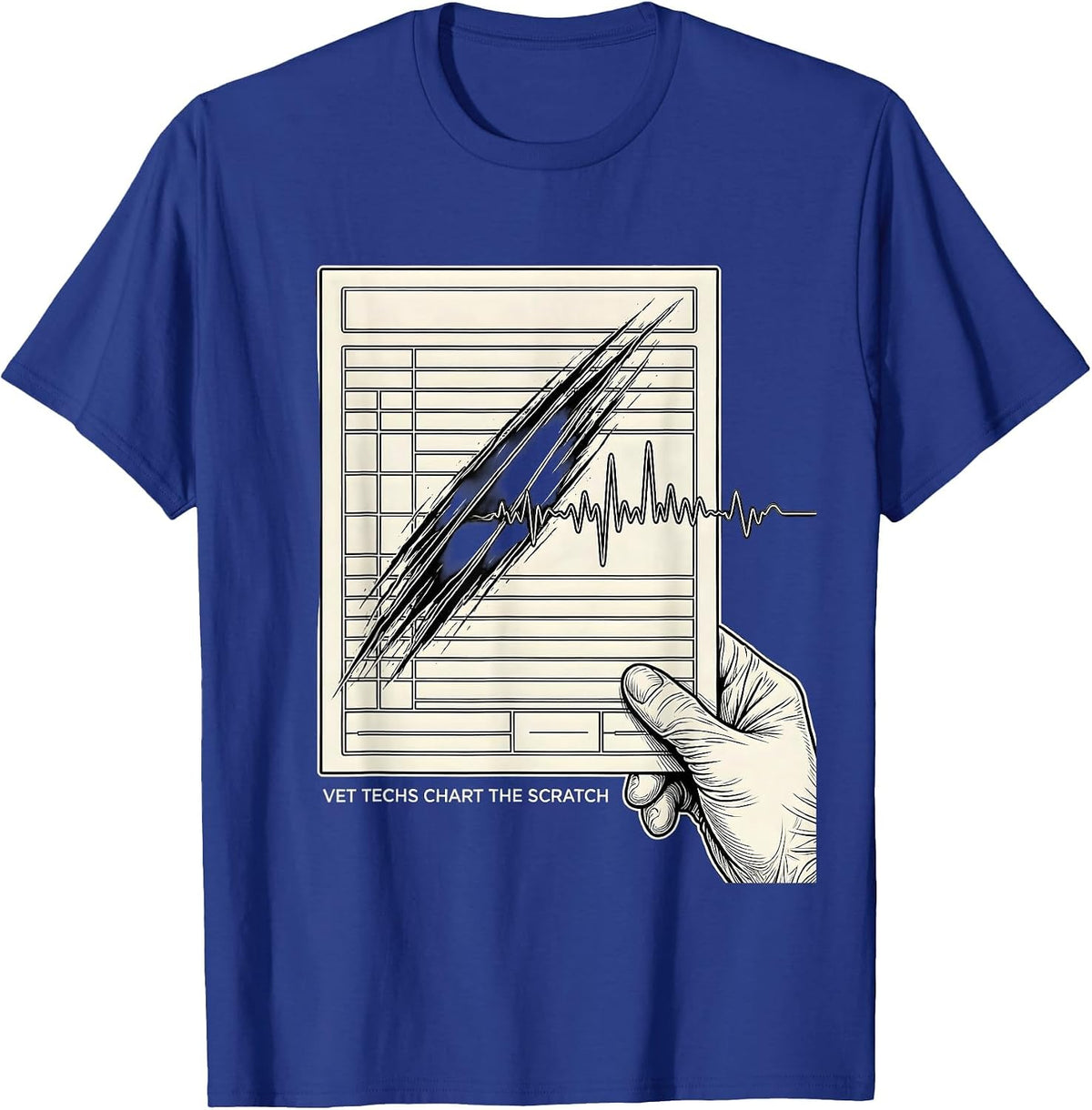 Men's Vet Techs Chart The Scratch Funny Veterinary Technician T-Shirt - Royal Blue