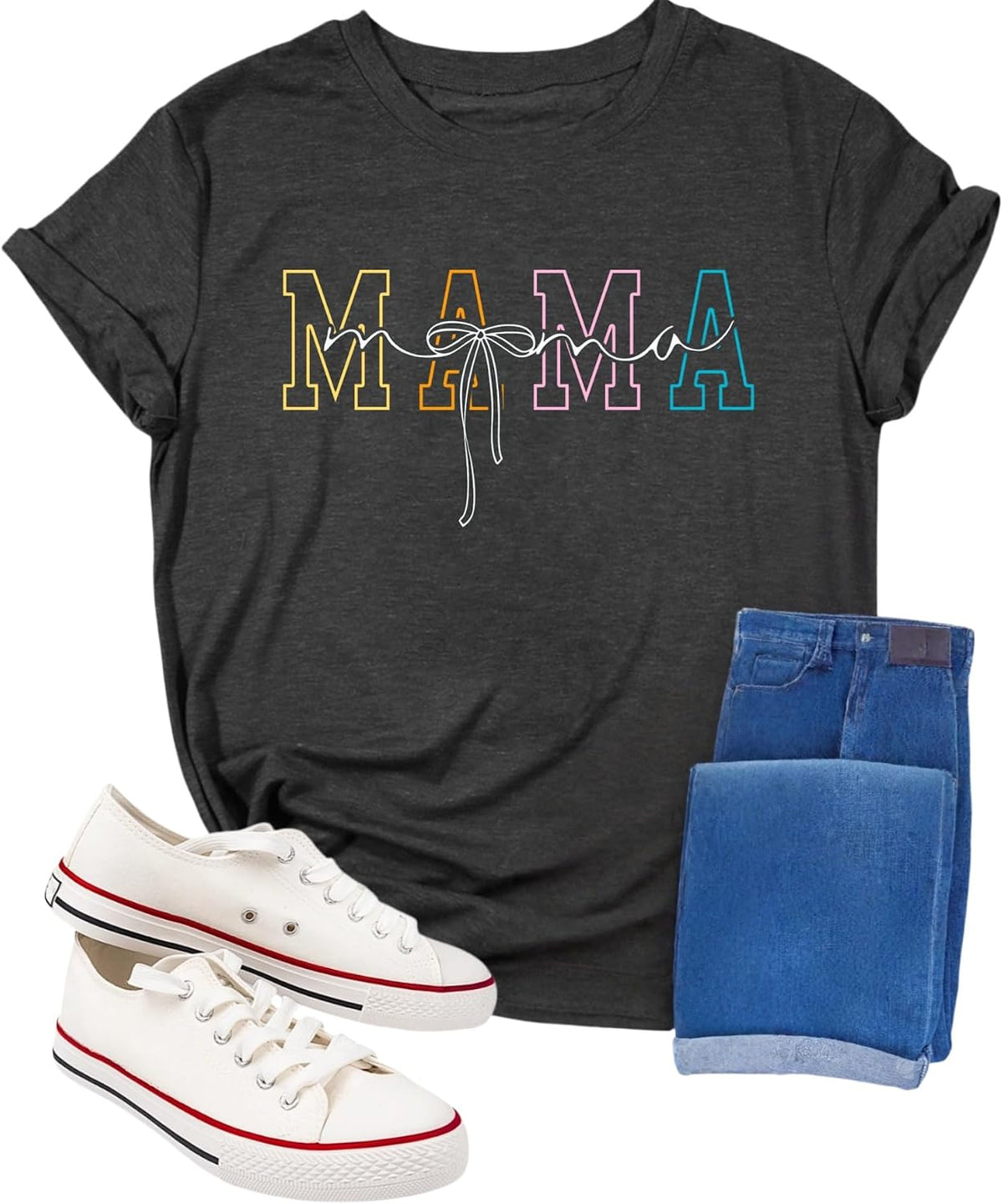 Womens Mama Shirt Mom Life Shirts Mama Gifts Some Days I Rock It Tshirt Graphic Tees Funny Vintage Casual Tops - Grey1