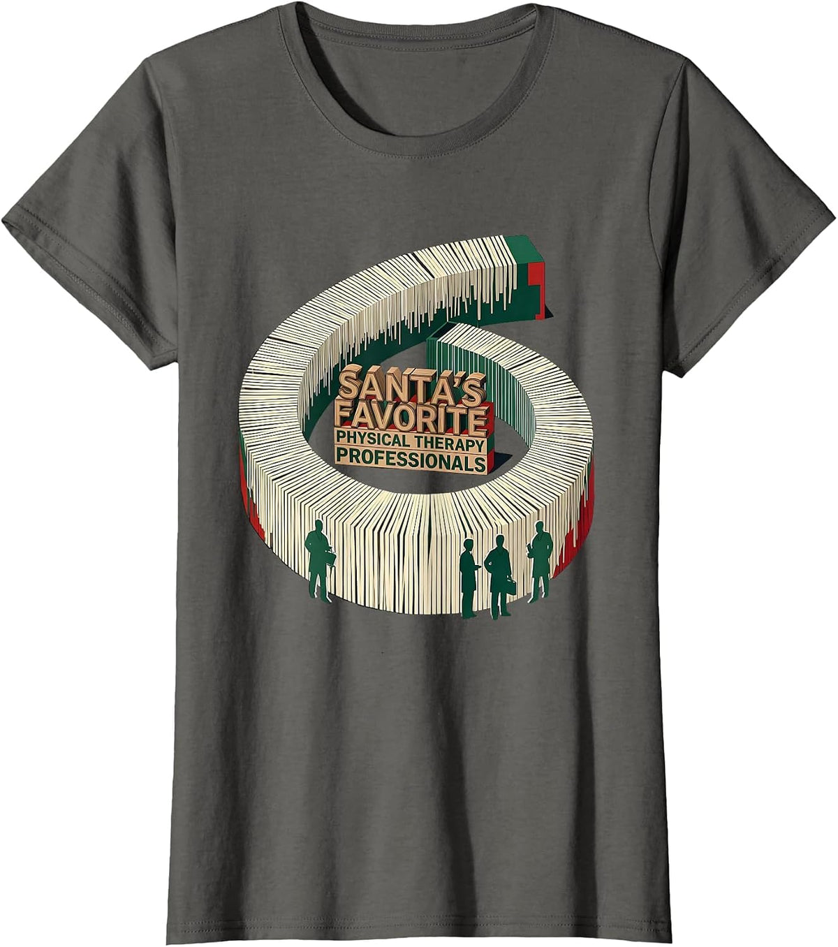 Women's Santa's Favorite Physical Therapy Professionals PT T-Shirt - Asphalt Grey