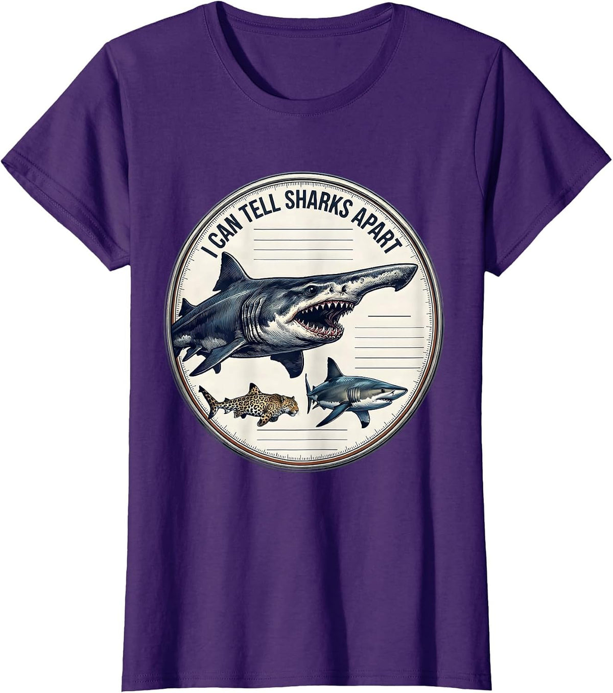 Women's I Can Tell Sharks Apart Funny Shark Lover Marine Biology T-Shirt - Purple