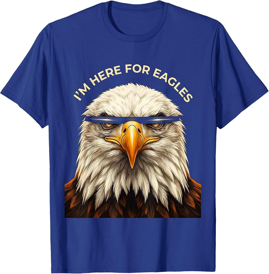 I'm Here For Eagles Funny Bald Eagle Sunglasses Bird Lover T-Shirt - Royal Blue