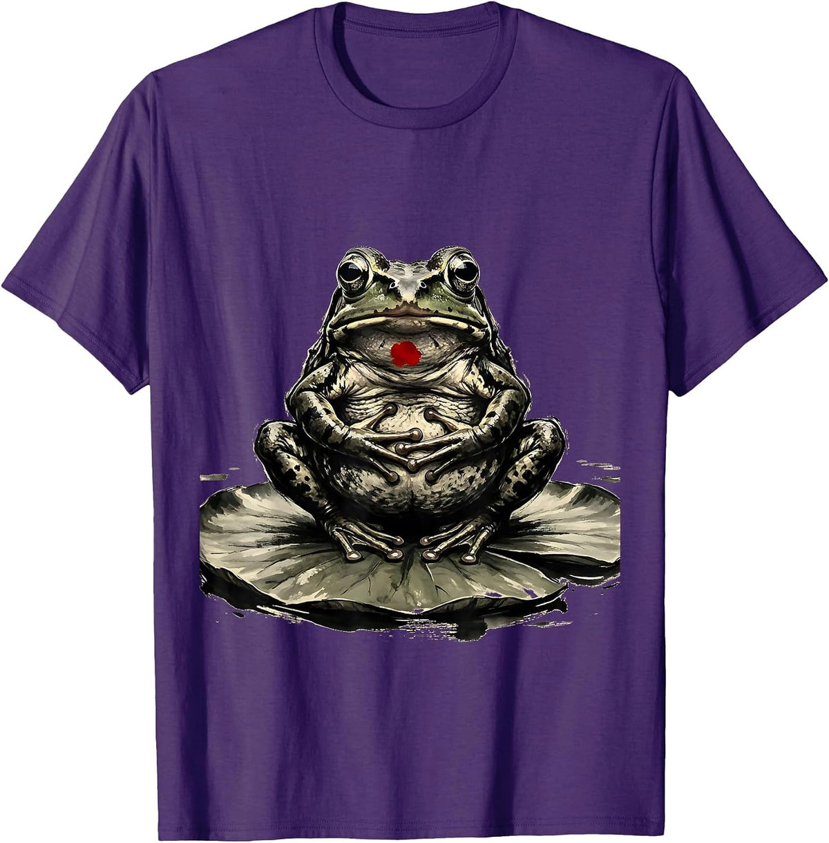 Squat Frog Ink Brush Absurdist Humor T-Shirt - Purple