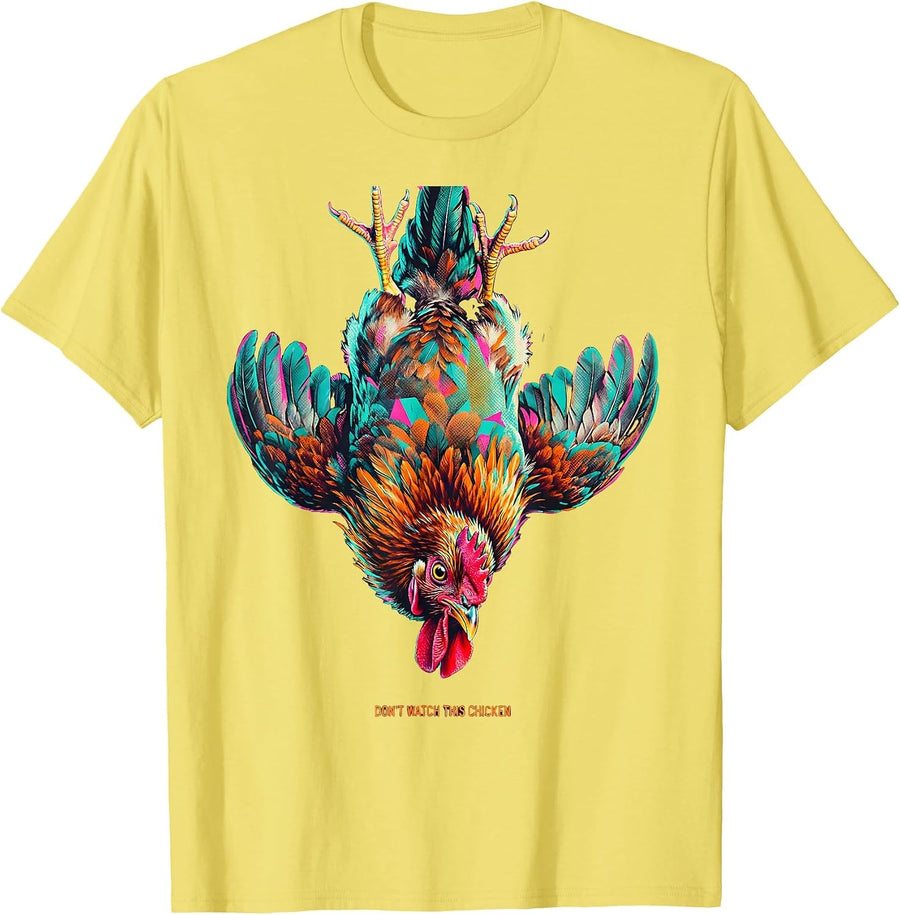 Men's Don't Watch This Chicken Funny Chicken Lover Farming Humor T-Shirt - Lemon Yellow
