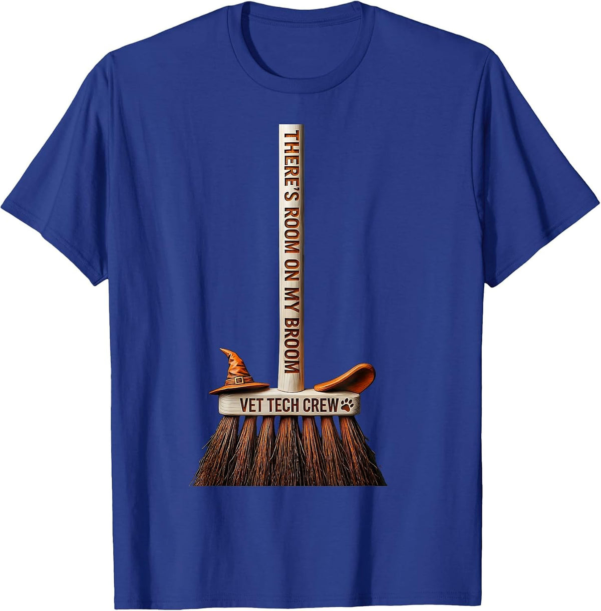 Men's There's Room On My Broom Vet Tech Crew Halloween T-Shirt - Royal Blue