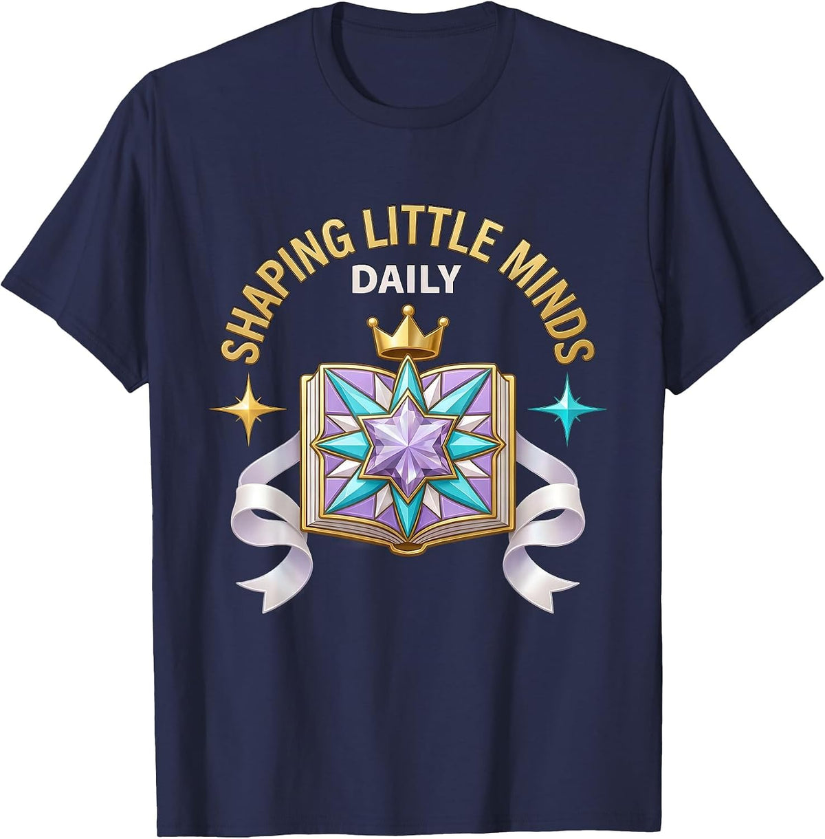 Men's Shaping Little Minds Daily First Grade Teacher T-Shirt - Navy Blue
