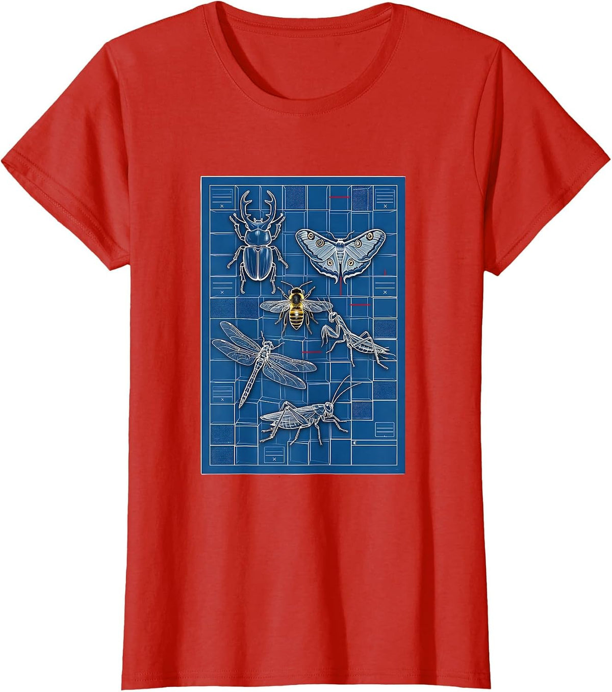 Insect Specimen Chart Bug Collector Entomology Humor T-Shirt - Red