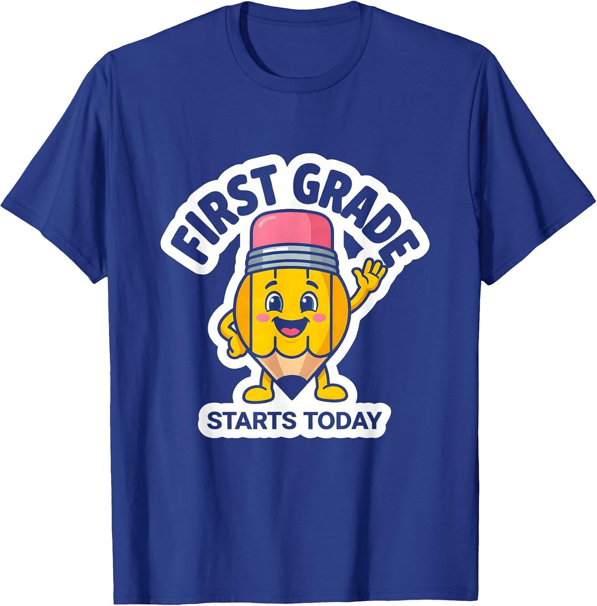 Men's First Grade Starts Today Cute Pencil Back to School Kids T-Shirt - Royal Blue