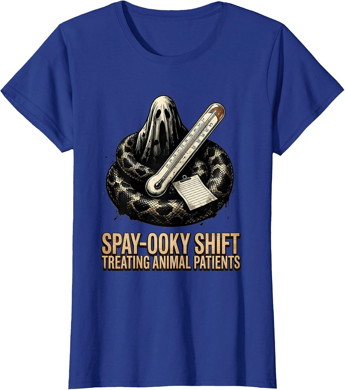 Women's Spay-ooky Shift, Treating Animal Patients Vet Tech T-Shirt - Royal Blue