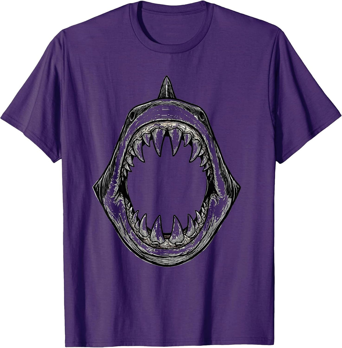 Shark Jaw Line Art Halloween Costume Family Humor T-Shirt - Purple