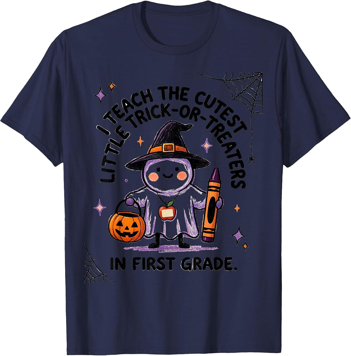 Men's I Teach The Cutest Little Trick-or-Treaters In First Grade T-Shirt - Navy Blue