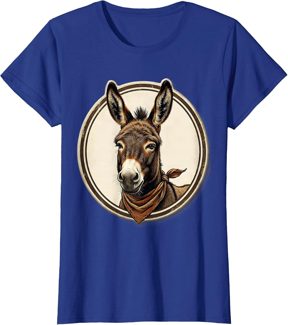 Women's Sealed Donkey Portrait Vintage Animal Lover Halloween Humor T-Shirt - Royal Blue