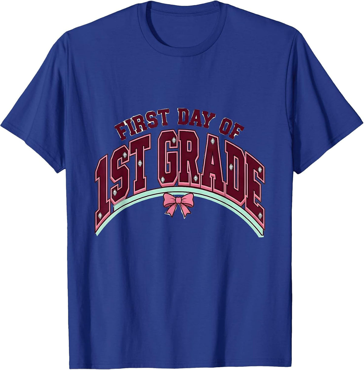 Men's First Day Of 1st Grade Cute Girly Back To School Bow T-Shirt - Royal Blue