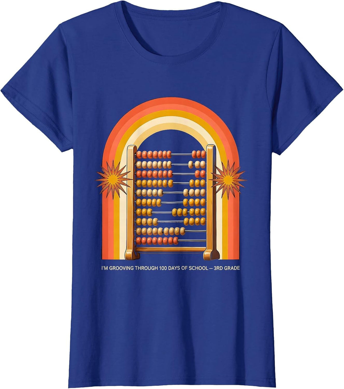Women's I’m Grooving Through 100 Days Of School — 3rd Grade Retro T-Shirt - Royal Blue