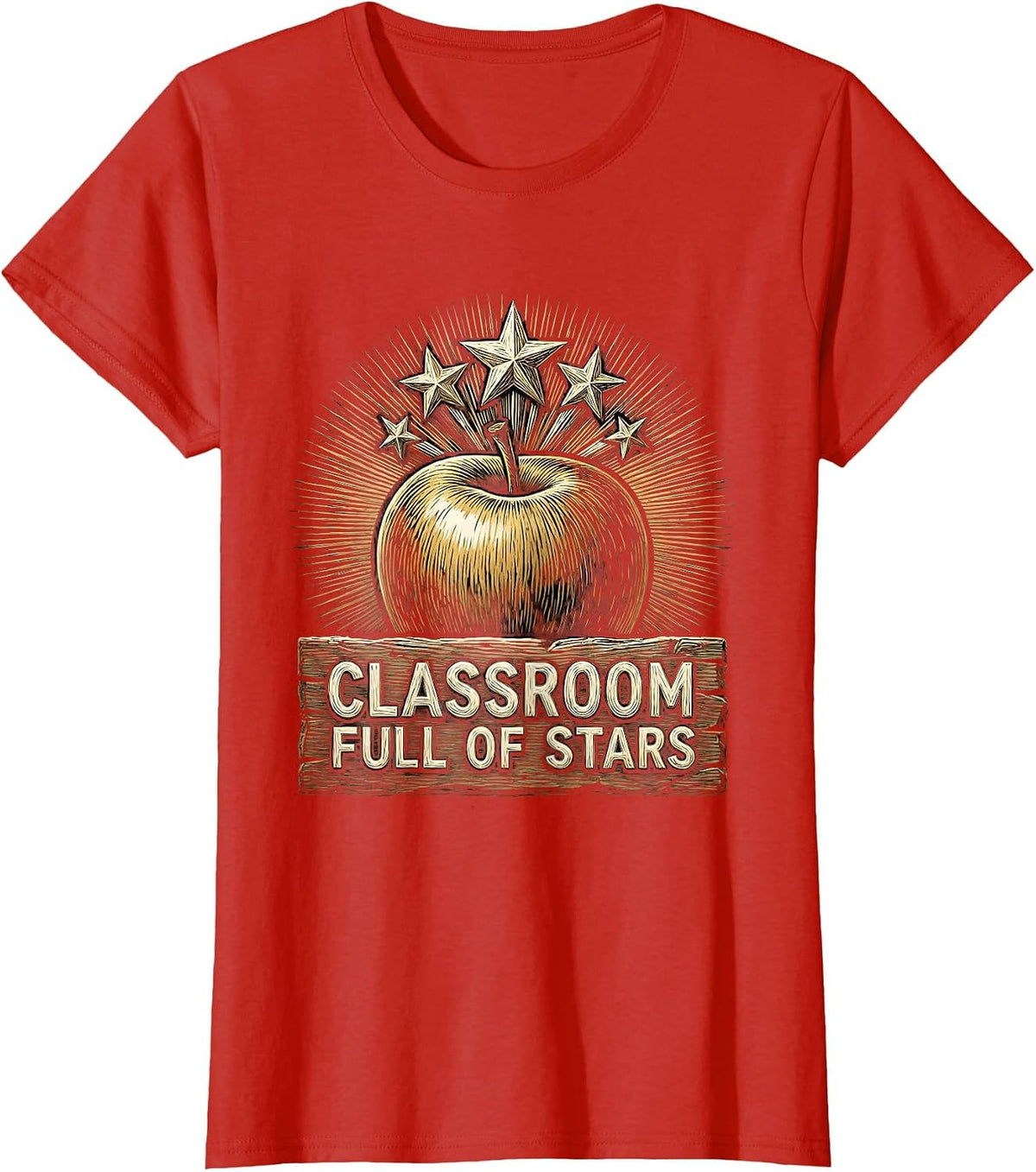 Classroom Full of Stars Elementary Teacher Design T-Shirt - Red