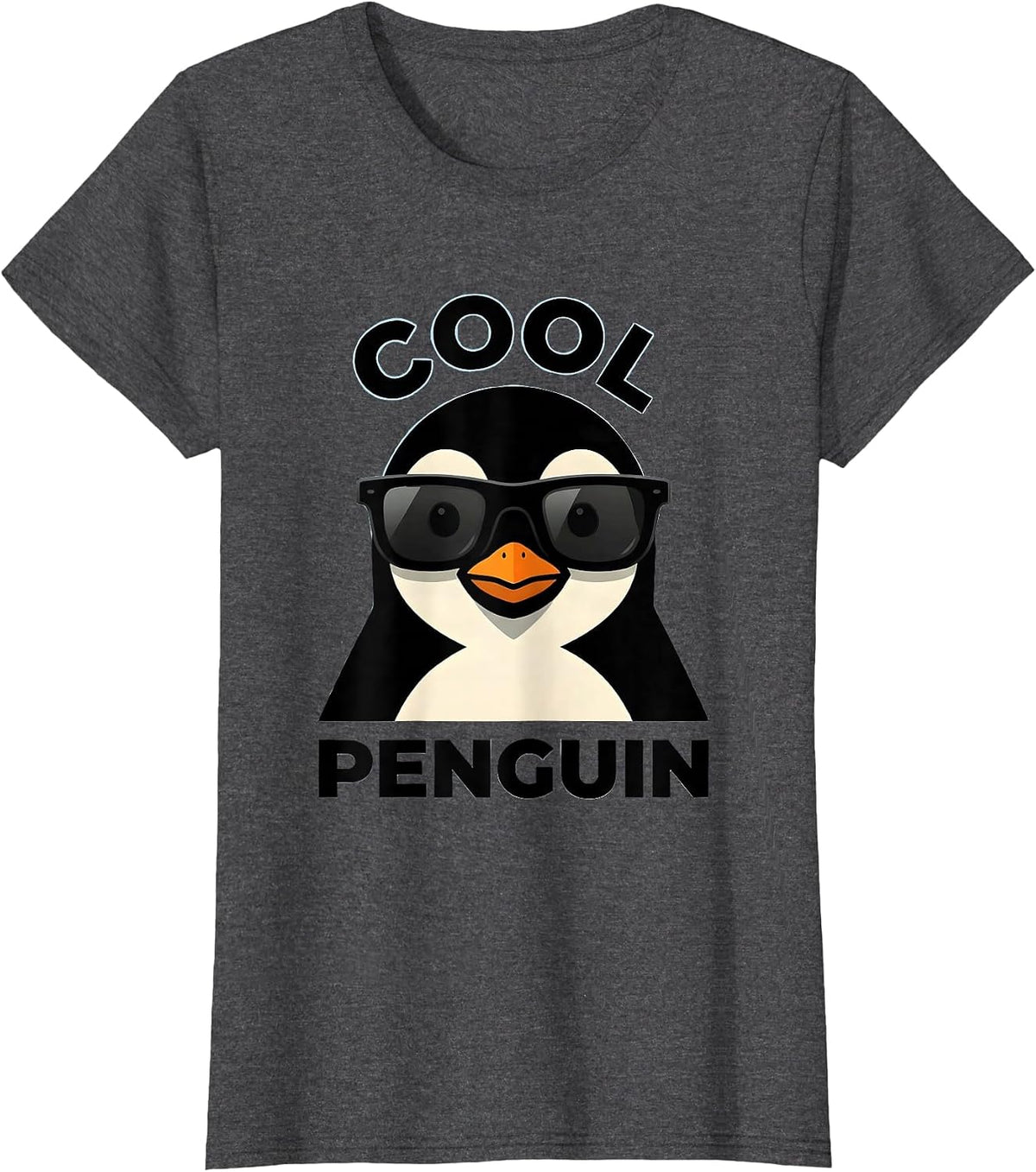 Women's Cool Penguin Mascot Logo Funny Animal Humor Novelty T-Shirt - Dark Heather Grey