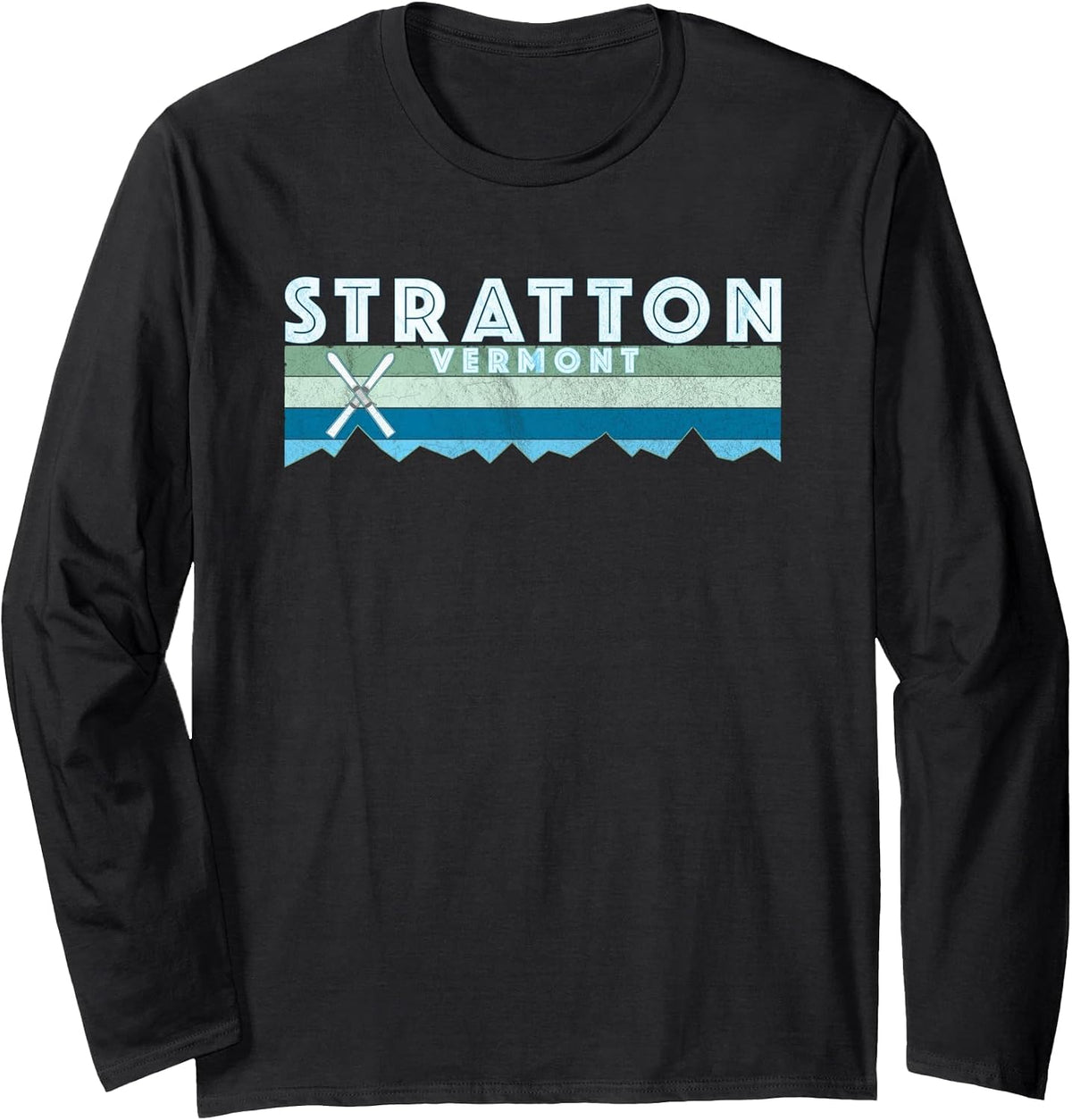 Stratton Vermont Ski Design/Retro Vintage Stratton Long Sleeve T-Shirt - Adult Unisex Black
