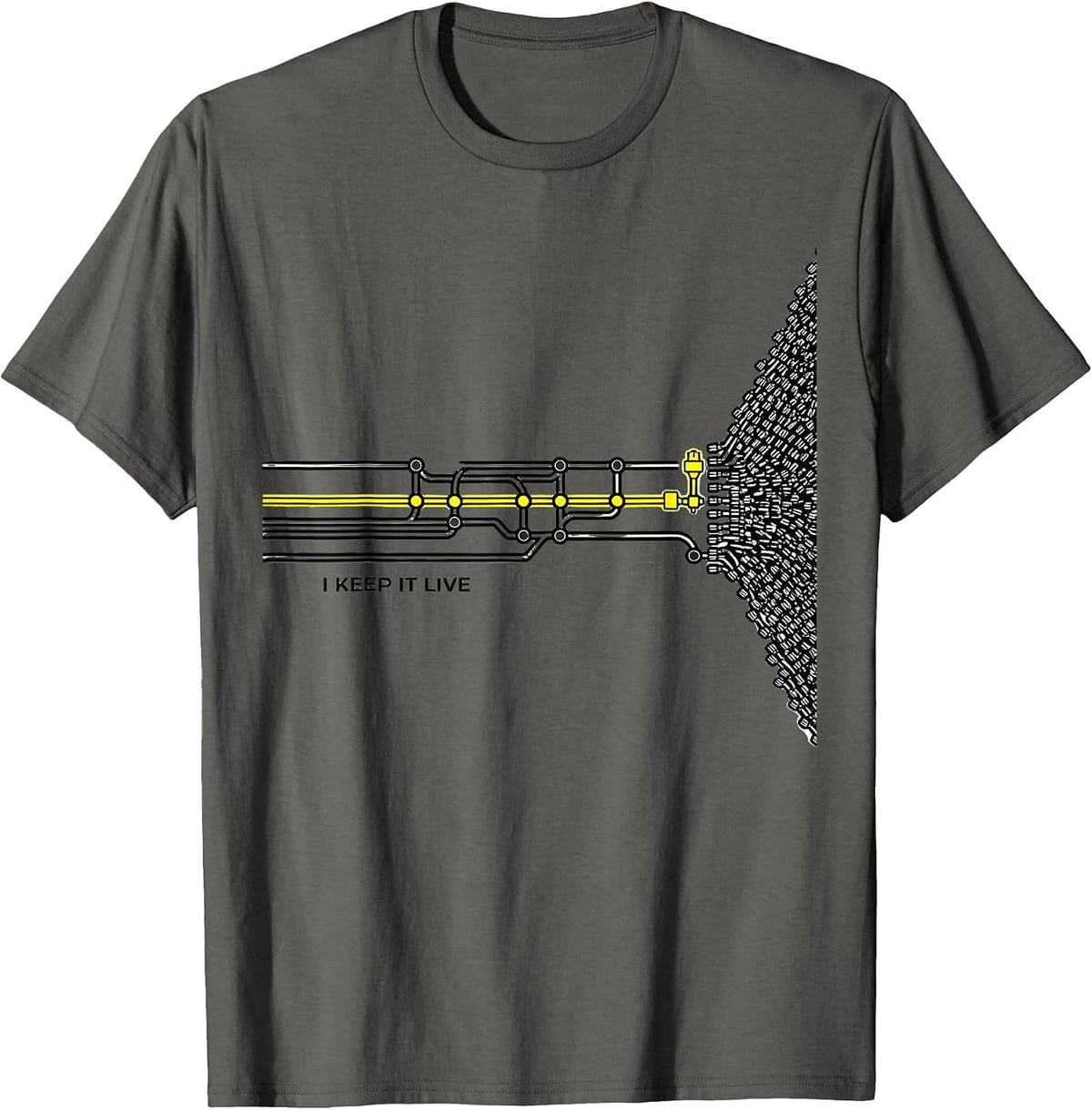 Men's I Keep It Live Funny Electrician Lineman Trade Humor T-Shirt - Asphalt Grey