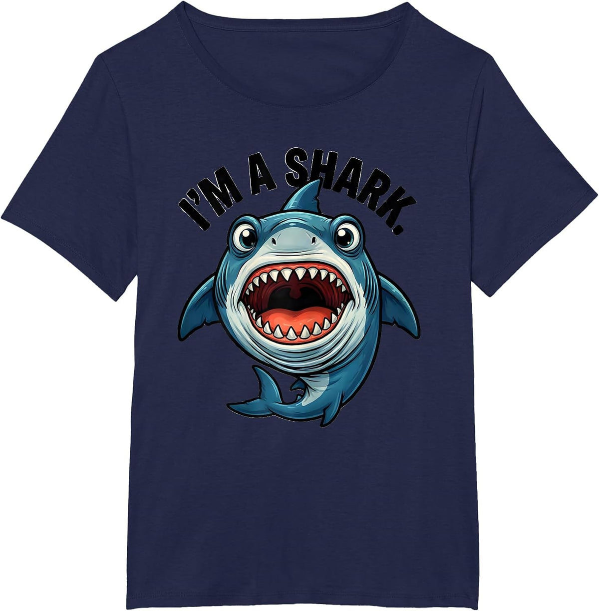Women's I'm A Shark Cartoon Shark Lover Halloween Costume T-Shirt - Navy Blue