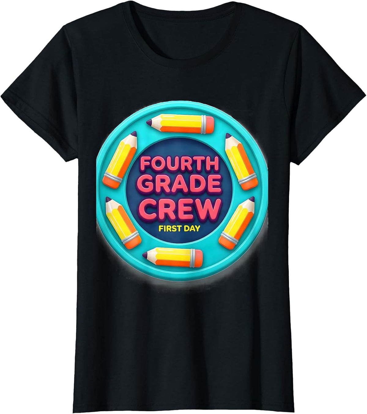Fourth Grade Crew First Day Back To School Teacher Student T-Shirt - Black