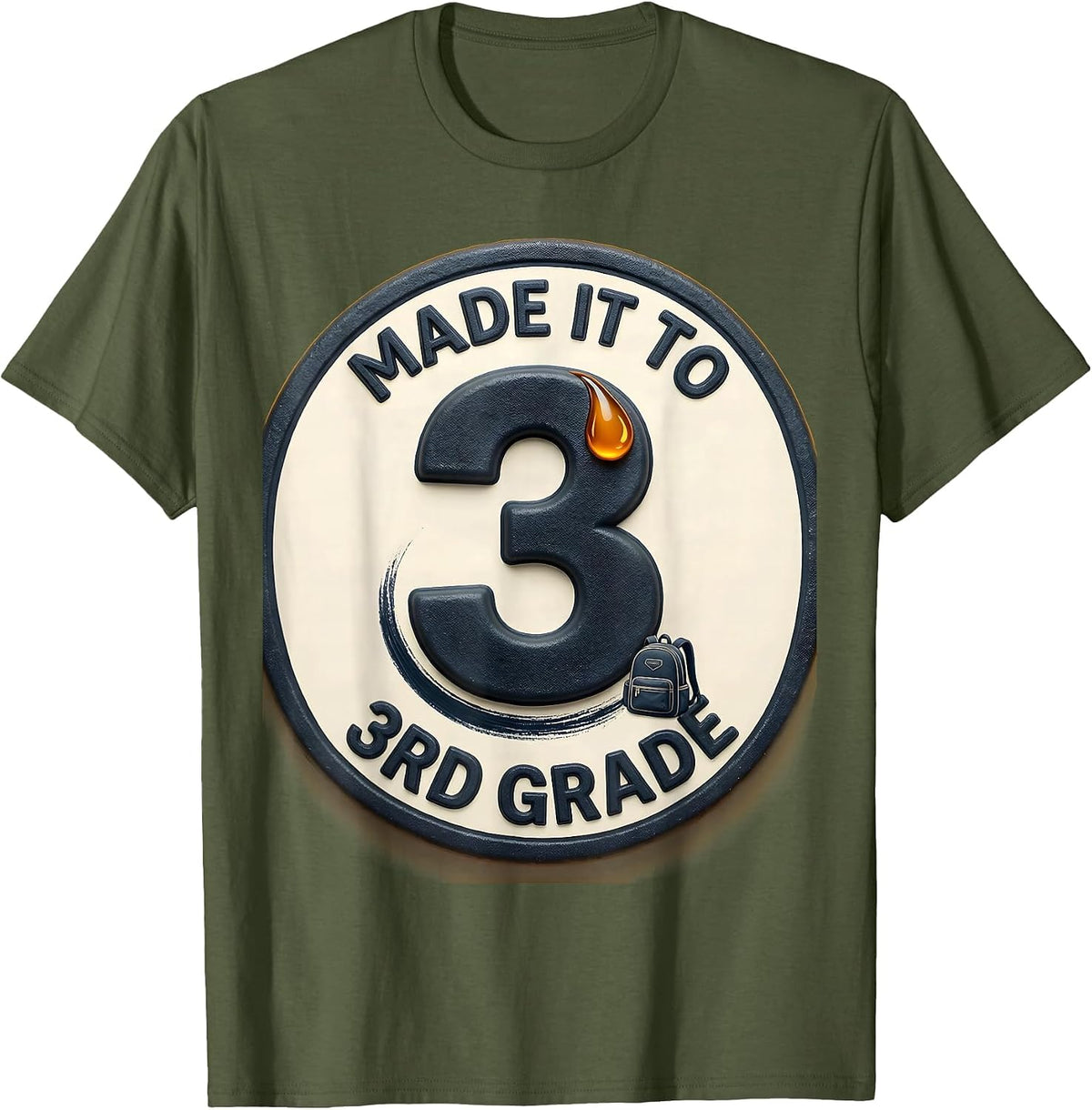 Men's Made It To 3rd Grade Groovy Back To School First Day T-Shirt - Olive Green