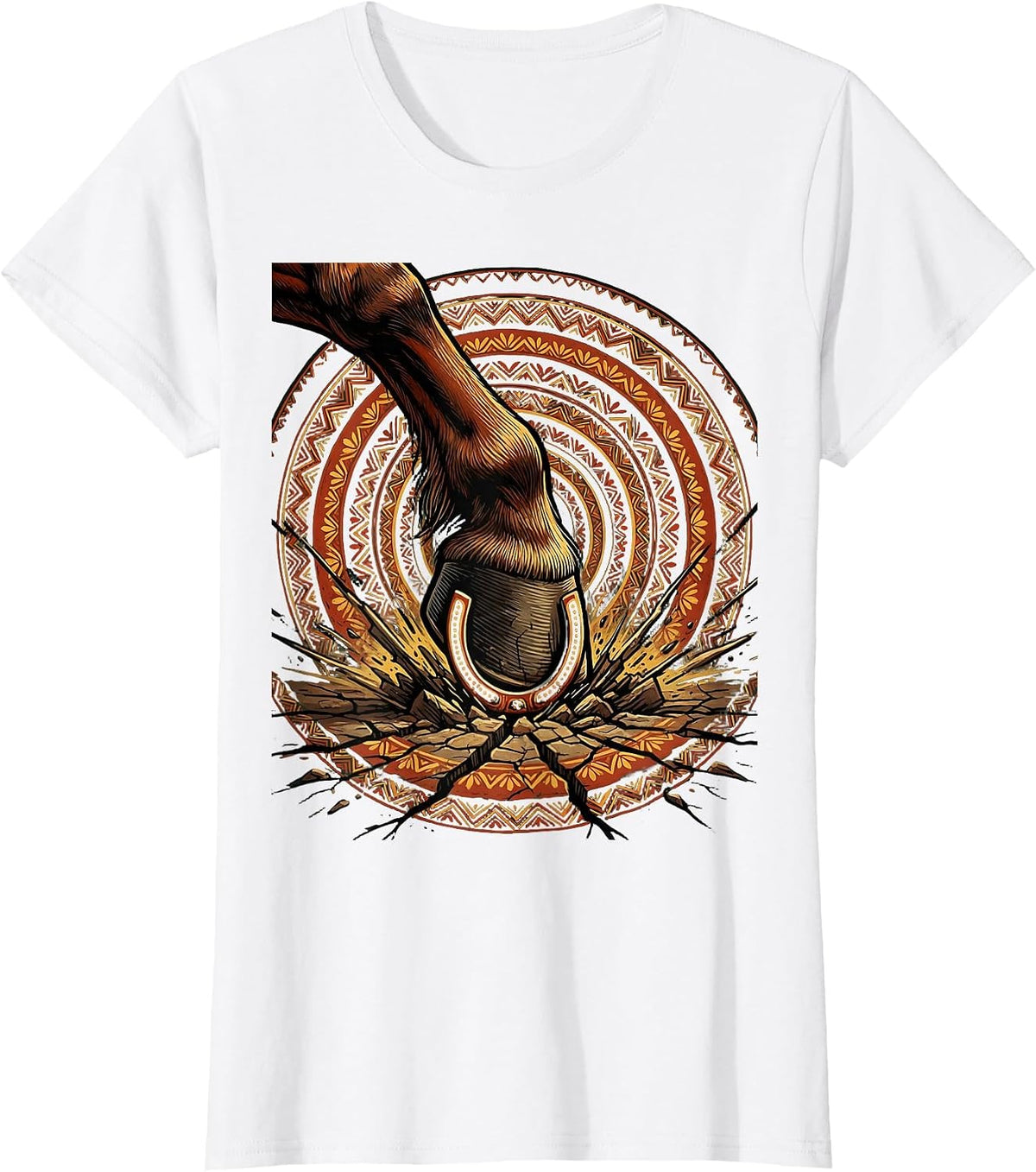 Horse Hoof Shockwave Impact Graphic Tee T-Shirt - White