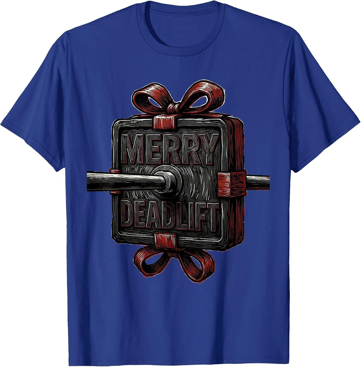 Merry Deadlift Funny Christmas Gym Weightlifting Fitness T-Shirt - Royal Blue