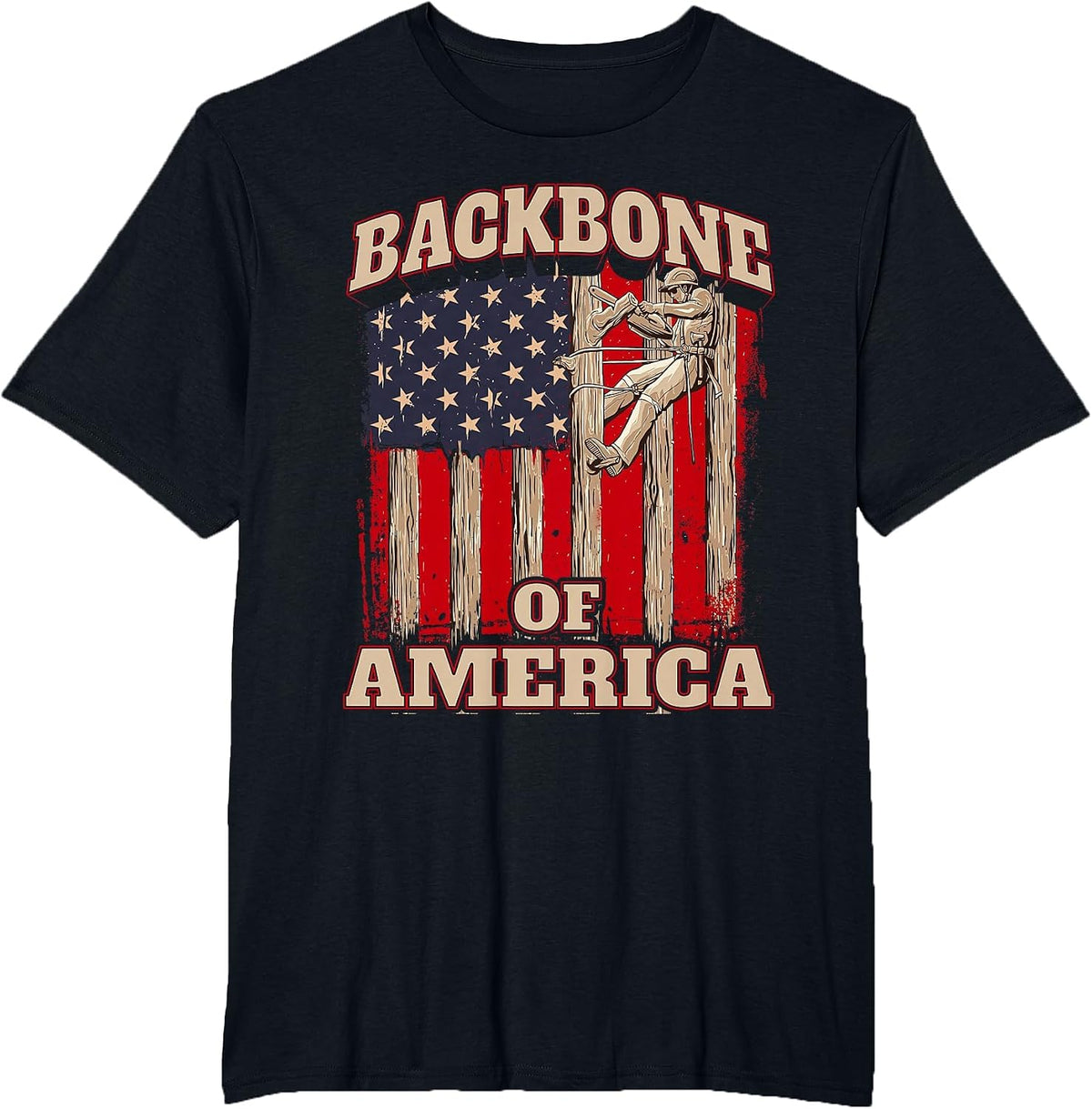 Backbone of America Arborist Tree Surgeon Lumberjack Logger T-Shirt - Black