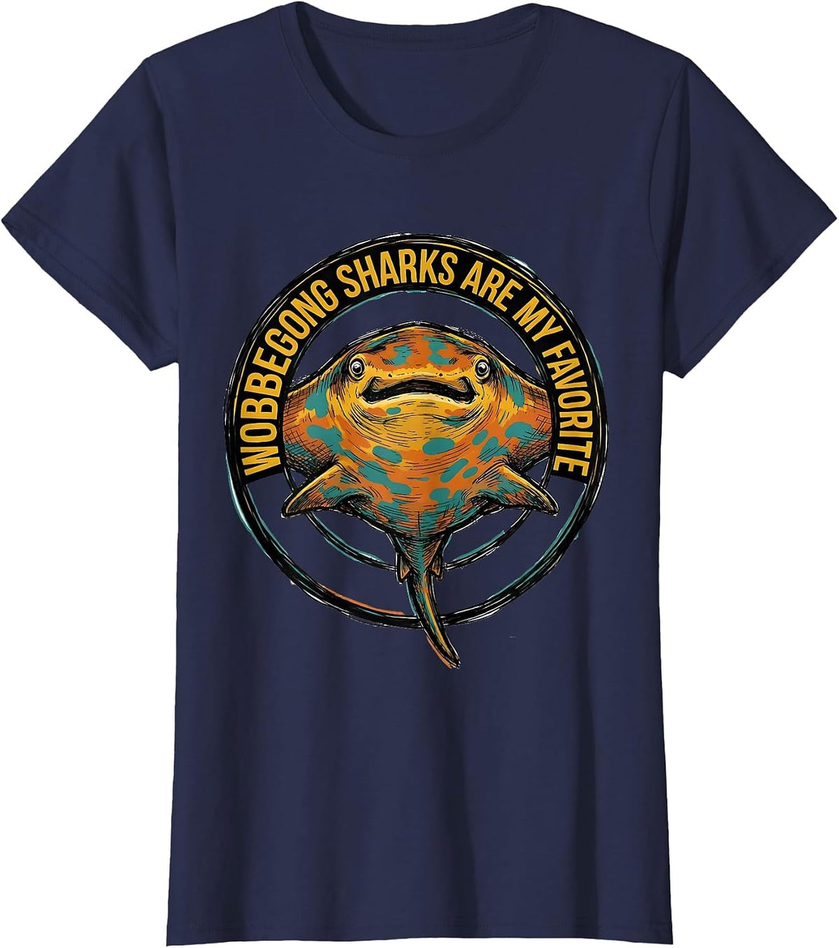 Women's Wobbegong Sharks Are My Favorite Funny Ocean Wildlife Gift T-Shirt - Navy Blue