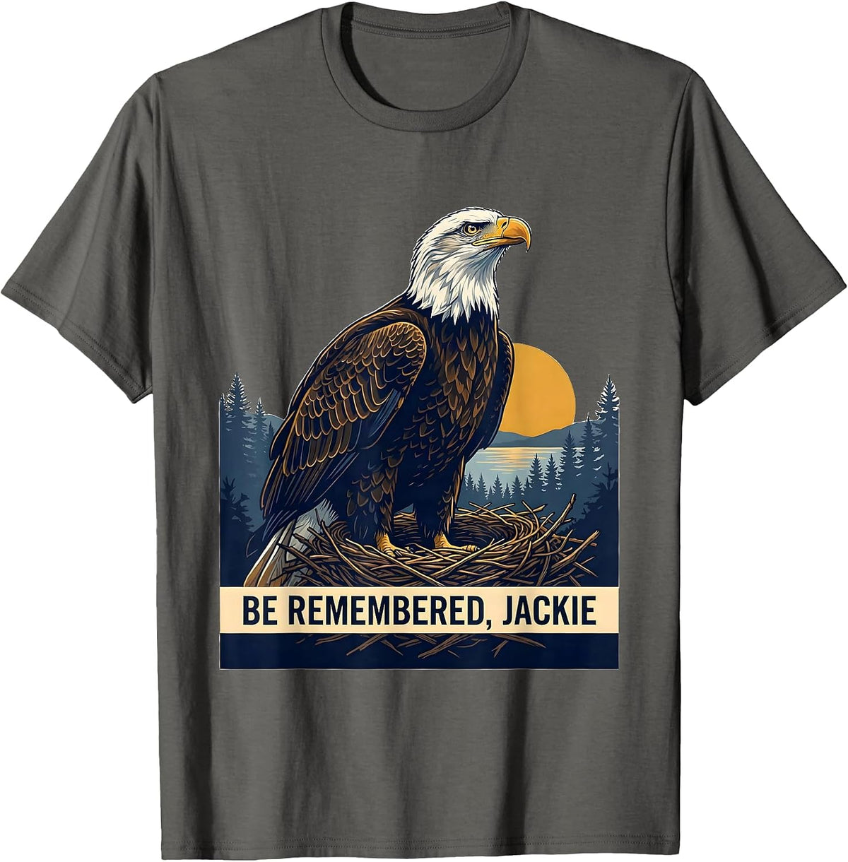 Men's Be Remembered Jackie Vintage Bald Eagle Memorial Tribute T-Shirt - Asphalt Grey