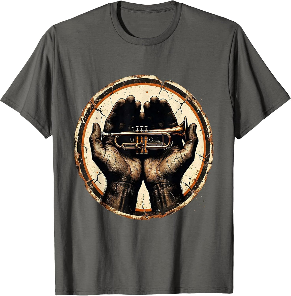 Band Mom Trumpet Hands Graphic Tee T-Shirt - Asphalt Grey