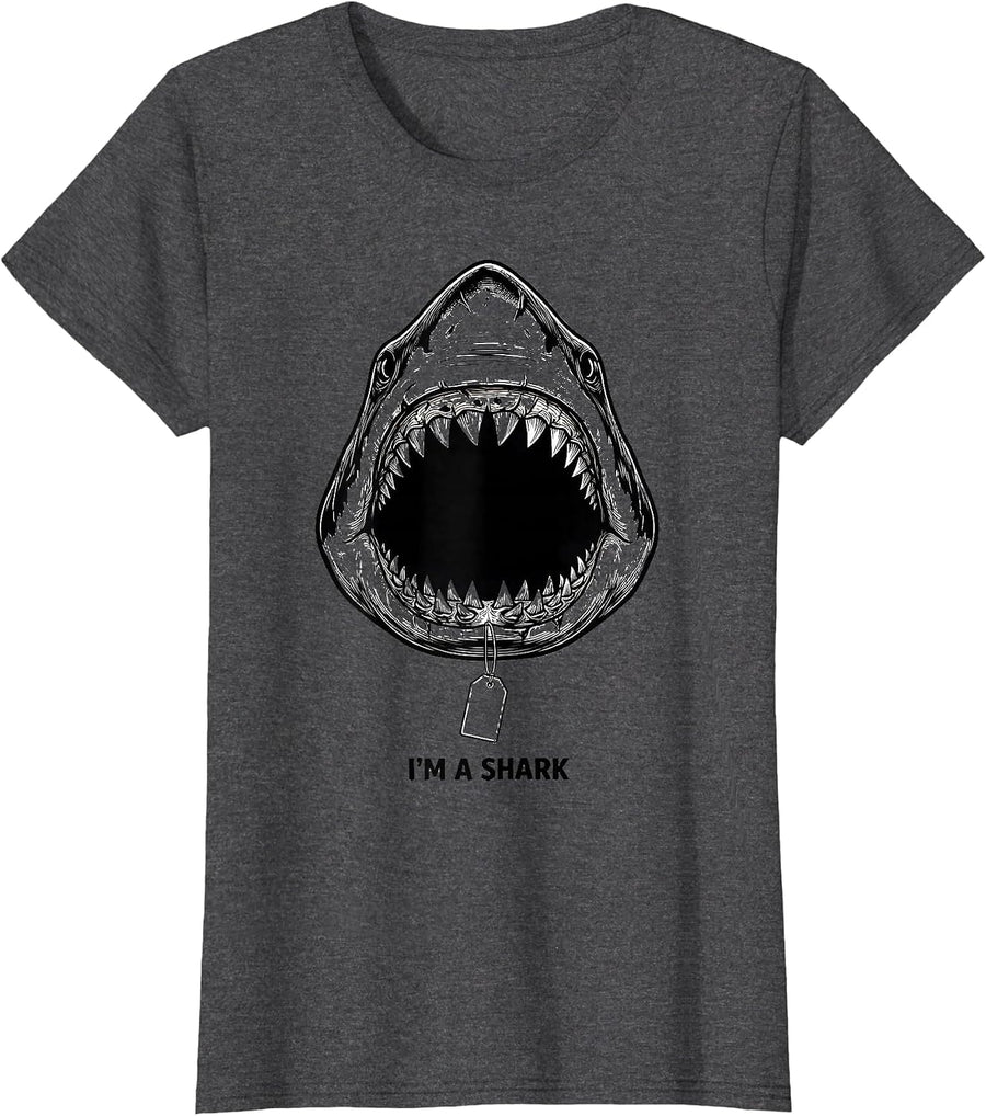 Women's I'm A Shark Funny Shark Jaw Halloween Costume T-Shirt - Dark Heather Grey