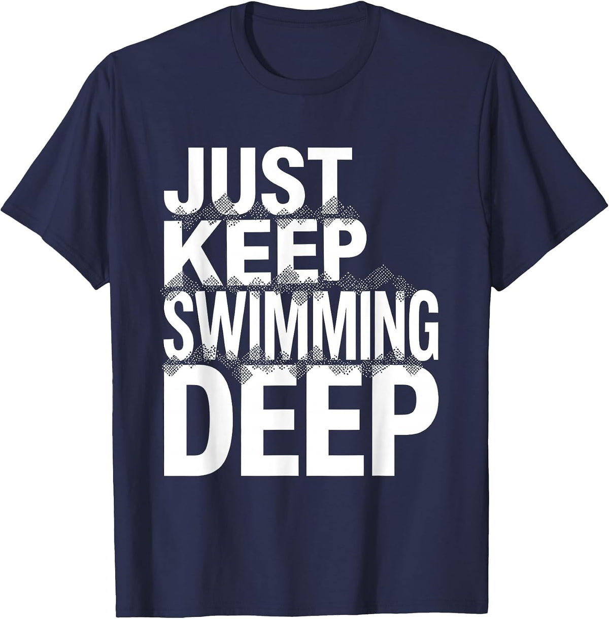 Just Keep Swimming Deep Whale Shark Design T-Shirt - Navy Blue