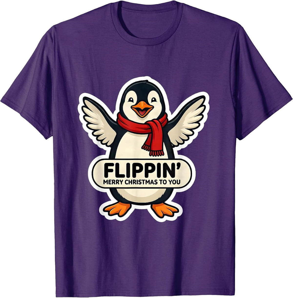 Flippin' Merry Christmas To You Funny Penguin Lover Holiday T-Shirt - Purple