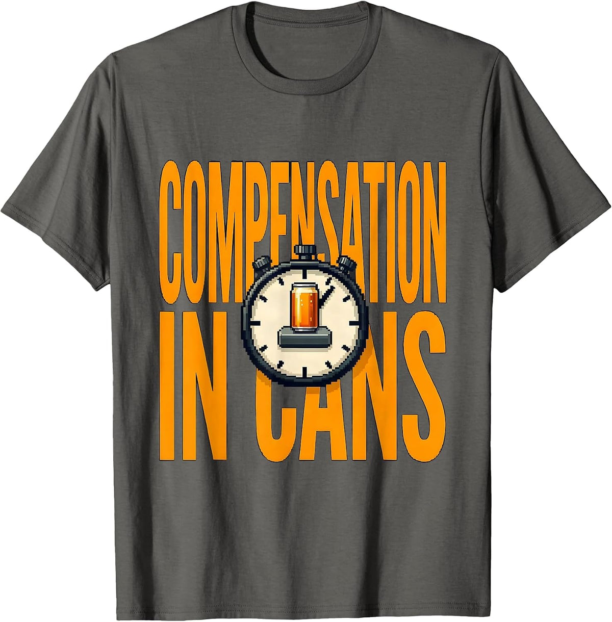 Compensation In Cans Funny Beer Lover Labor Day Cookout T-Shirt - Asphalt Grey