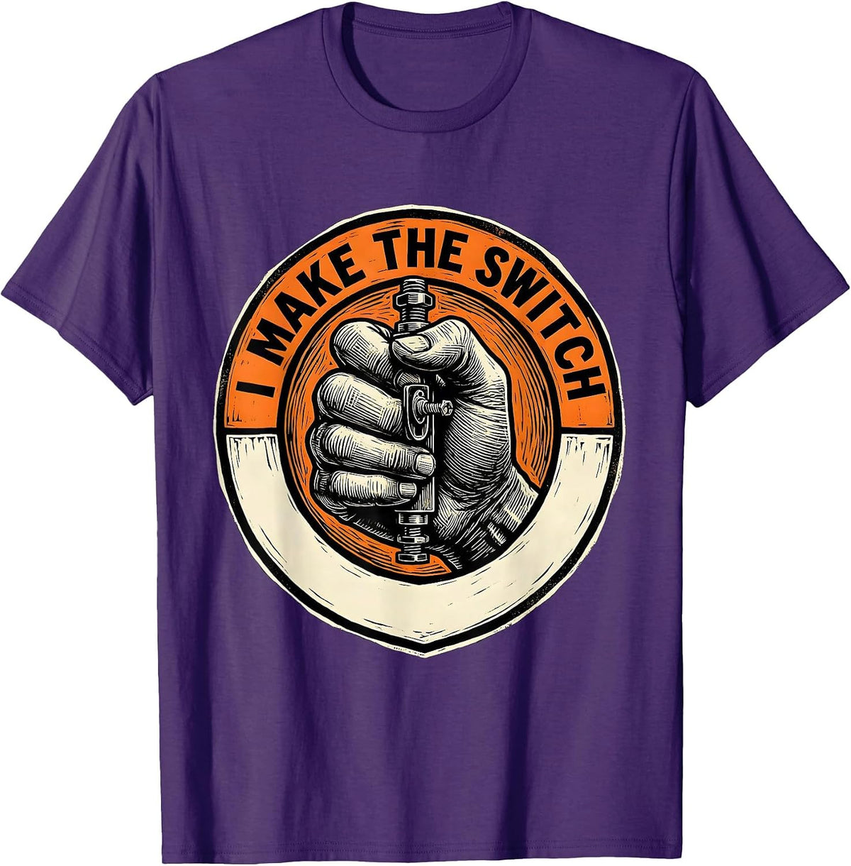 I Make The Switch Funny Electrician Lineman Skeleton Trade T-Shirt - Purple