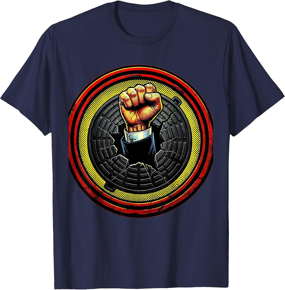 I Cant But I Know A Guy Manhole Illustration T-Shirt - Navy Blue
