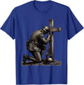 Soldier Kneeling Field Cross Memorial Veteran T-Shirt - Royal Blue