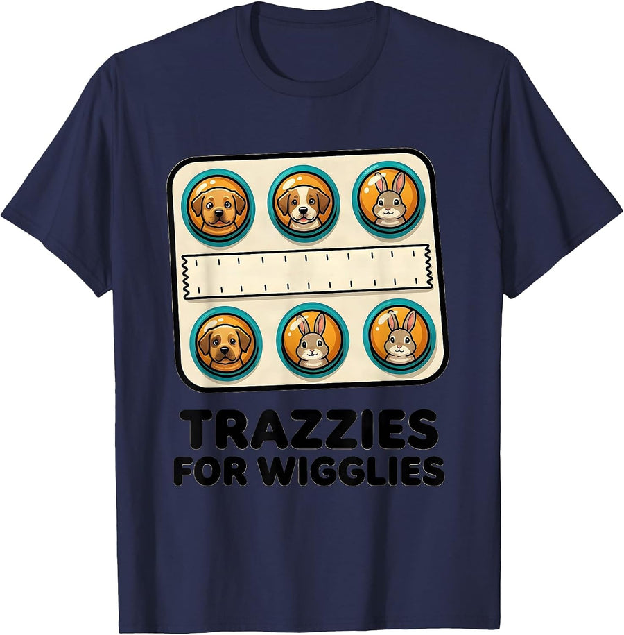Trazzies For Wigglies Funny Vet Tech Veterinary Technician T-Shirt - Navy Blue