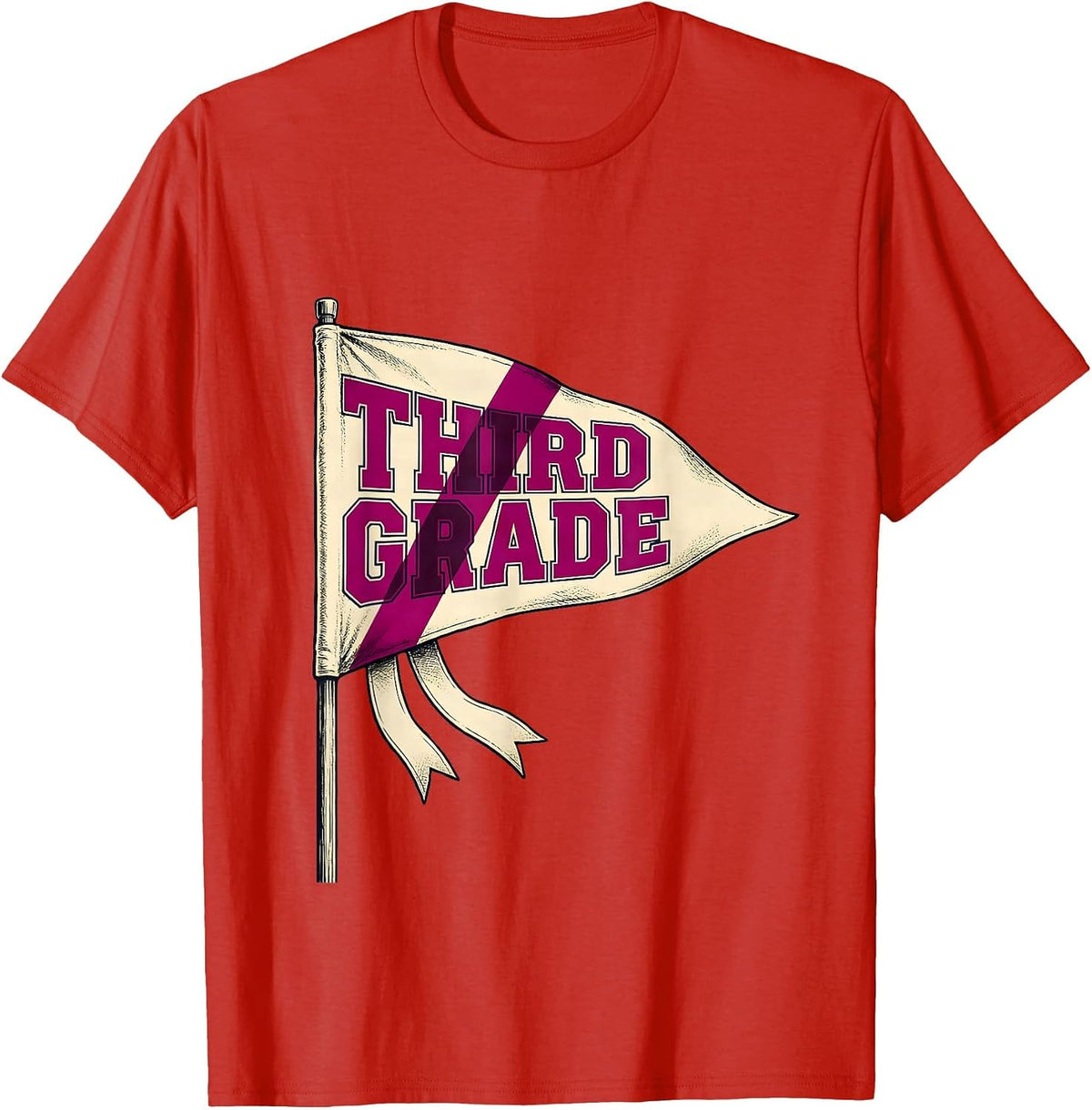 Men's Third Grade Cute Preppy Girls Back To School T-Shirt - Red