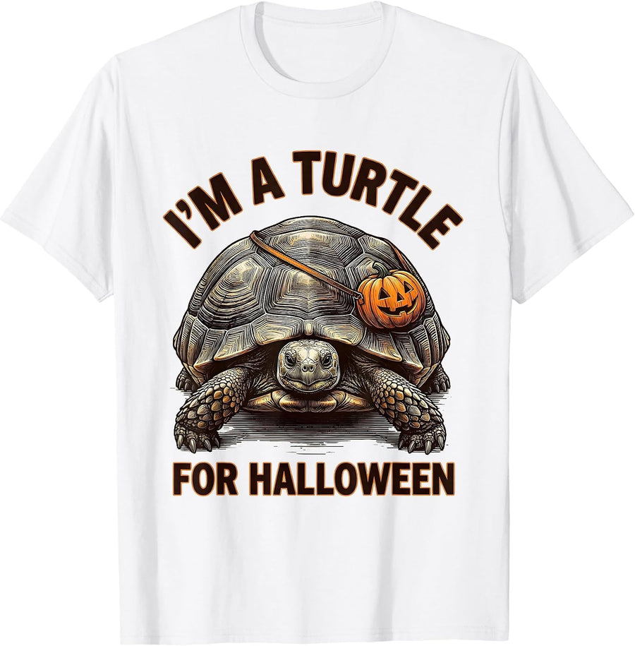 Men's I'm A Turtle For Halloween Funny Turtle Shell Costume Kids T-Shirt - White